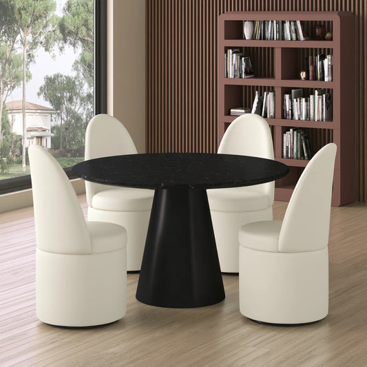 Eettafel met marmerlook, kleur zwart en wit