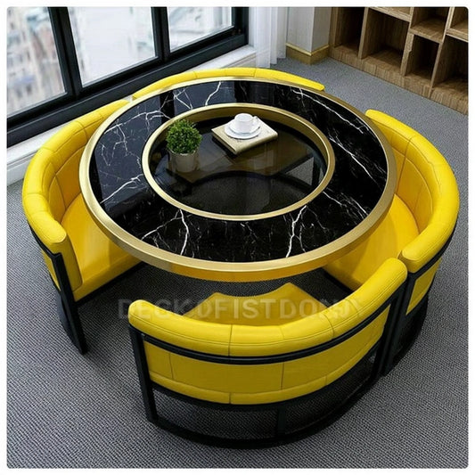 Eettafel met marmerlook, kleur goudkleurig en zwart
