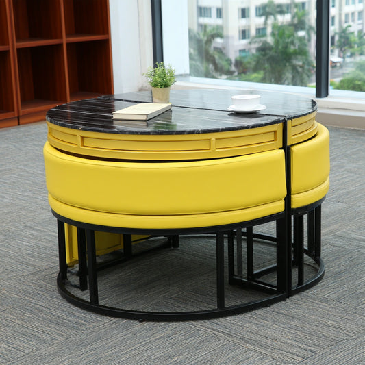 Eettafel met marmerlook, kleur goudkleurig en zwart