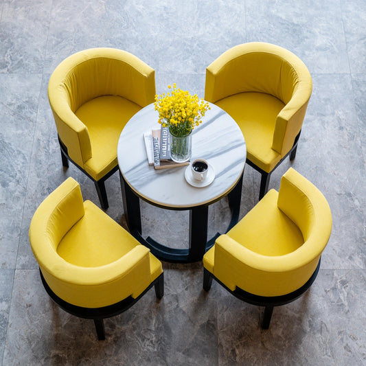 Eetkamerset met tafel en stoelen met marmerlook, kleur grijs